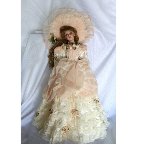 Victorian Hand Painted Porcelain Doll 20" Tall - Picture 11 of 11